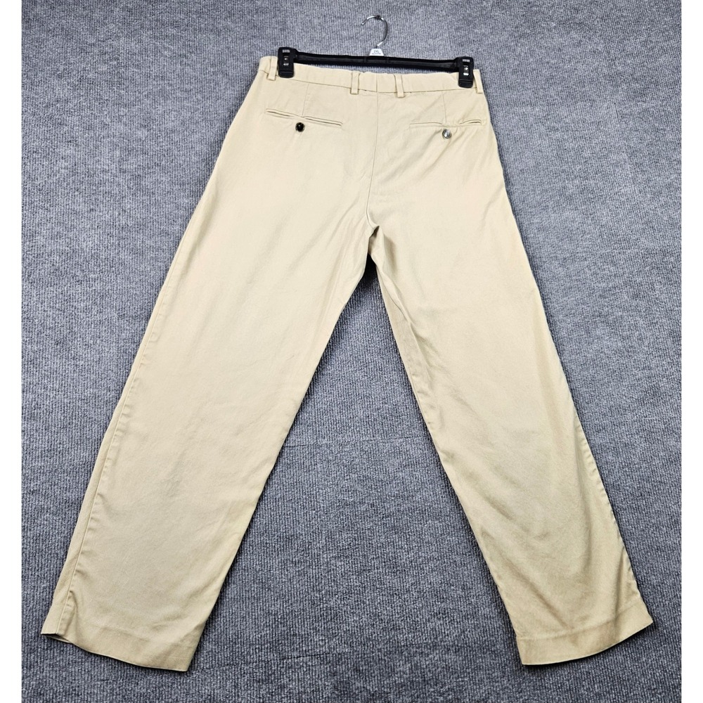 H&M Relaxed Fit Lyocell Pleated Trousers Tan Beige Chino Pants US 32R